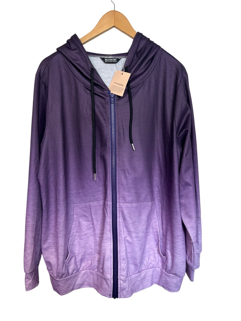 BloomChic Bloom Chic NWT Purple Ombre Zip Up Hooded Sweatshirt Size 14-16